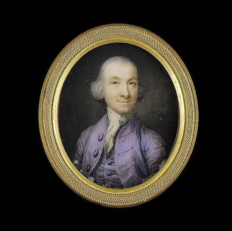 Ritratto di un Gentiluomo, con indosso un cappotto color malva, panciotto abbinato e cravatta bianca